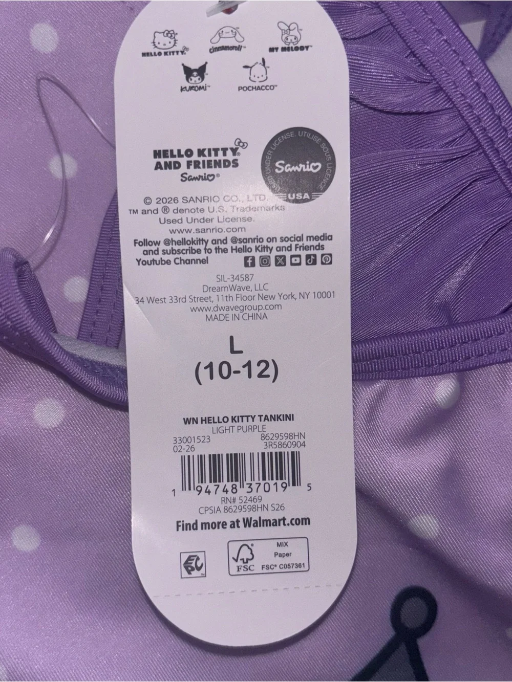 Hello Kitty & Friends Wonder Nation Collab Kuromi Tankini Bikini